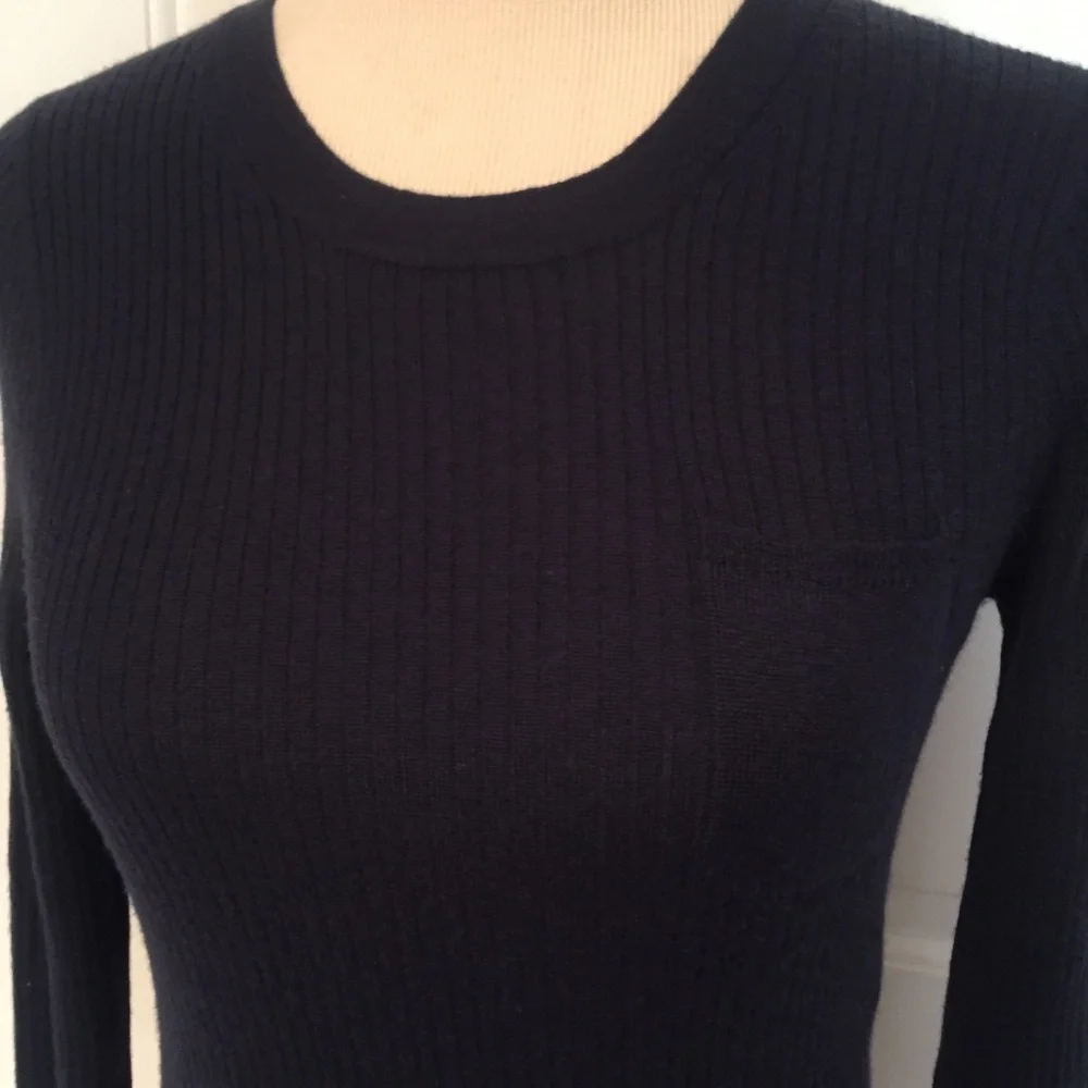 J. CREW SWEATER CREW NECK CASHMERE BLUE RIBBED Size XS